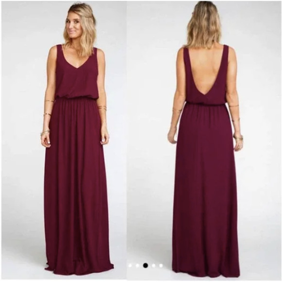 SHOW ME YOUR MUMU Kendall Maxi Maroon V-Neck Gown Dress // S - Picture 1 of 10